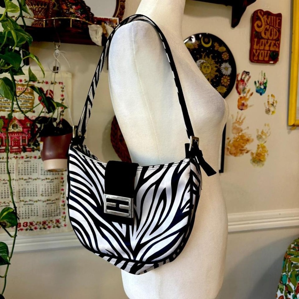 Vintage‎ Y2K Zebra Print Small Shoulder Bag Retro Glam